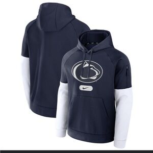 Nike Men's Navy White Logo Hoodie Penn state blue nitttany lions colorblock  L